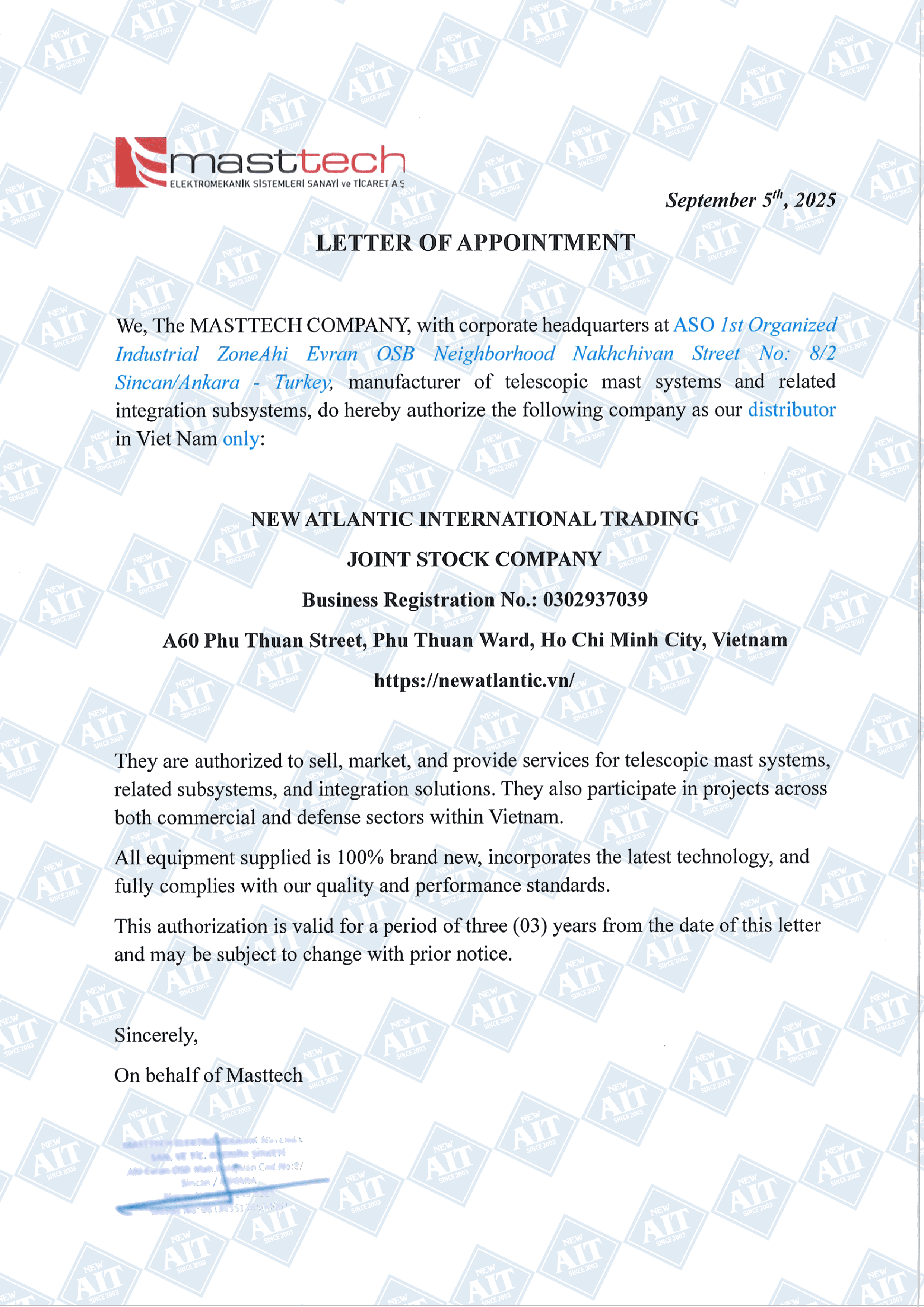 Masttech Letter of Appointment